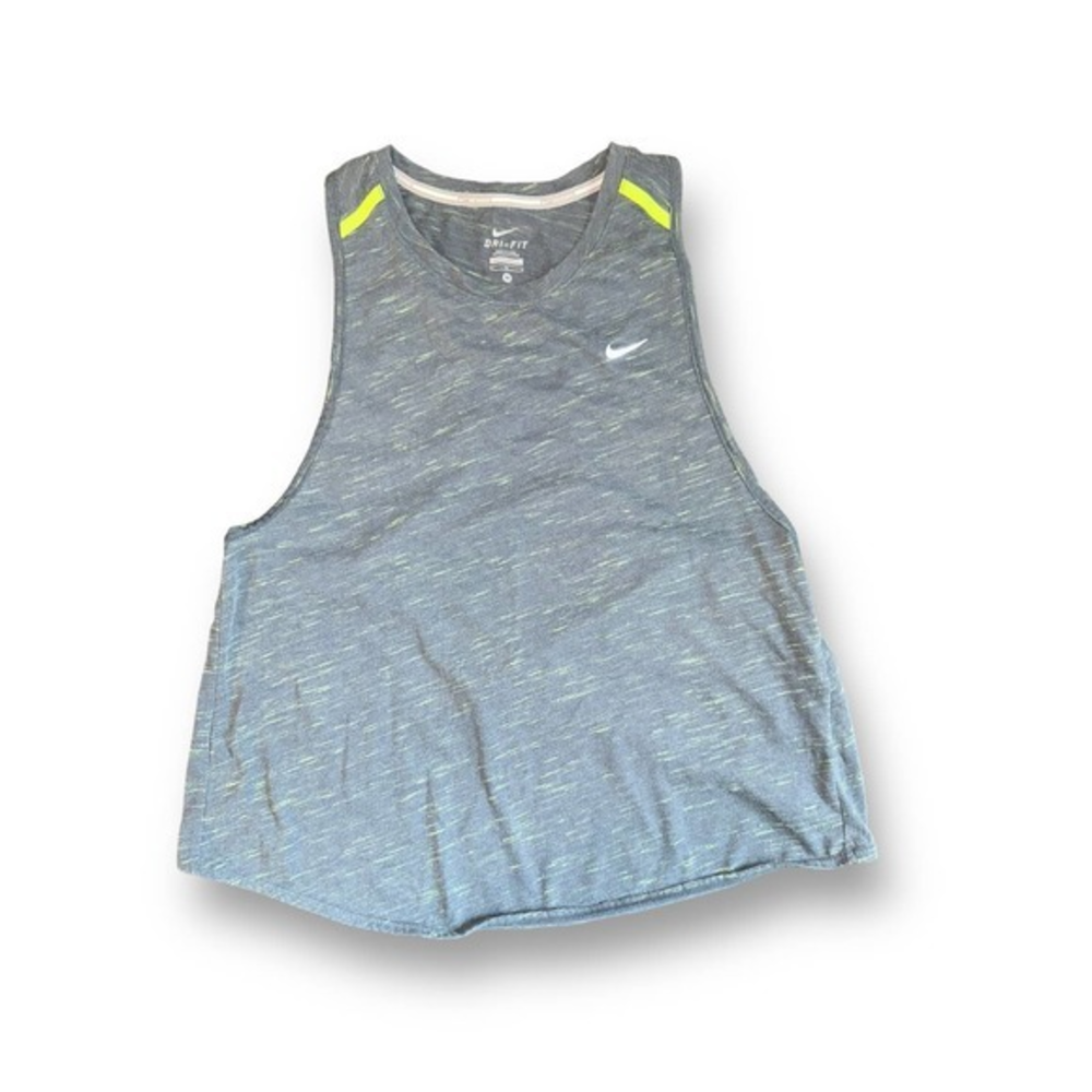 Nike Grey Active High Neck Open Criss Cross Back Athleisure Tank Size: Medium